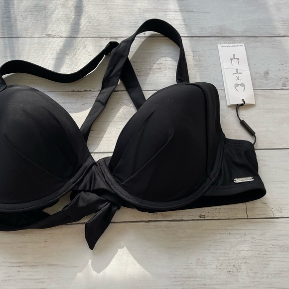 Calvin Klein Women's Pleated Convertible Underwire Bikini Top Swimsuit Black - Picture 7 of 11